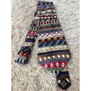 Vintage Tabasco Sauce Silk Tie Mens Novelty Food Print Hot Sauce Red Blue Tan